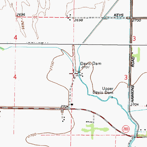 Topographic Map of Davis Dam, OR