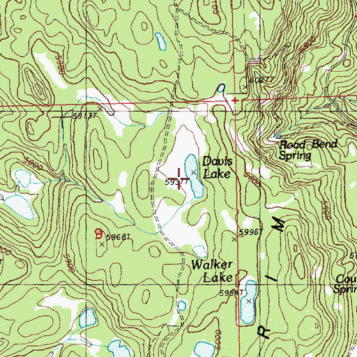 Topographic Map of Davis Lake, OR