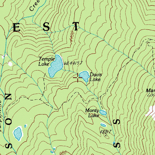 Topographic Map of Davis Lake, OR