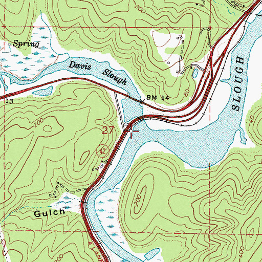 Topographic Map of Davis Slough, OR