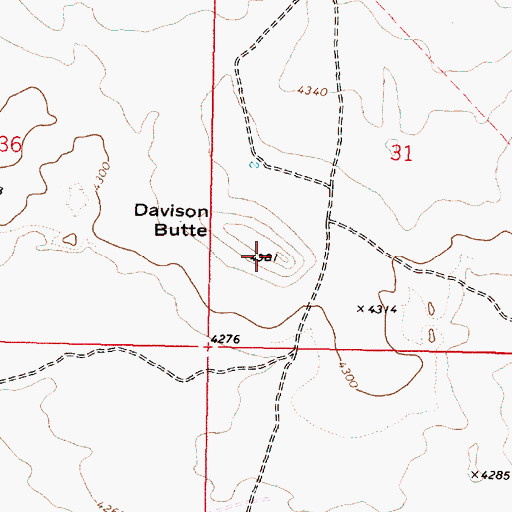Topographic Map of Davison Butte, OR