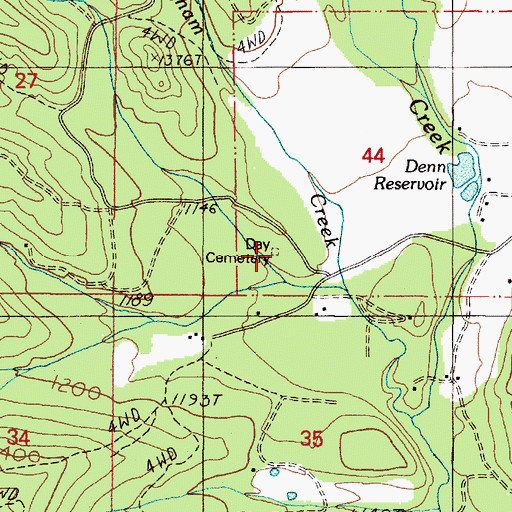 Topographic Map of Day Cemetery, OR
