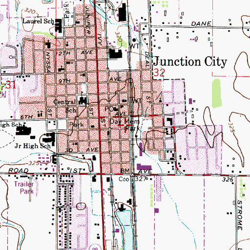 Topographic Map of Day Memorial Park, OR