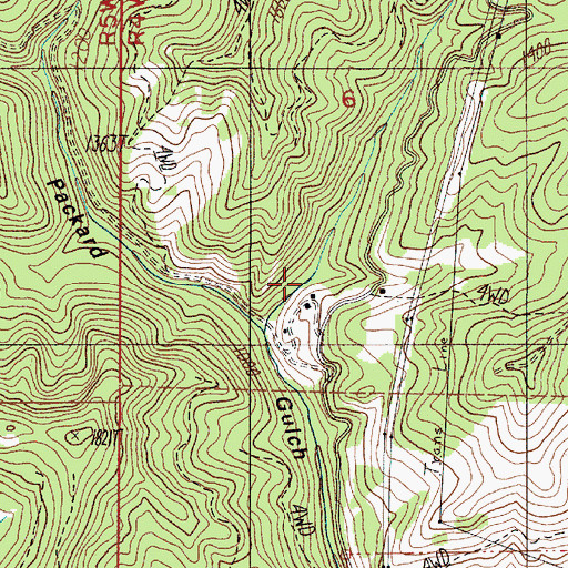 Topographic Map of Days Creek Cutoff, OR
