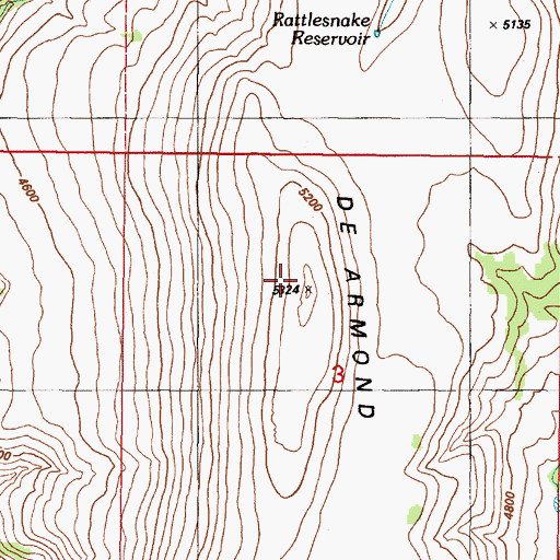 Topographic Map of De Armond Mountain, OR