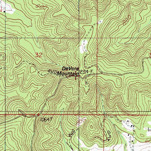 Topographic Map of DeVore Mountain, OR