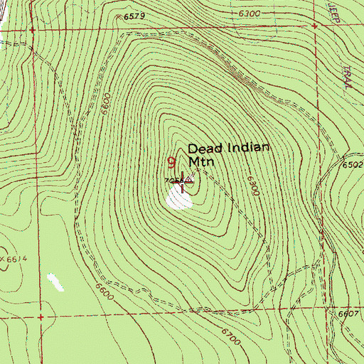 Topographic Map of Dead Indian Mountain, OR