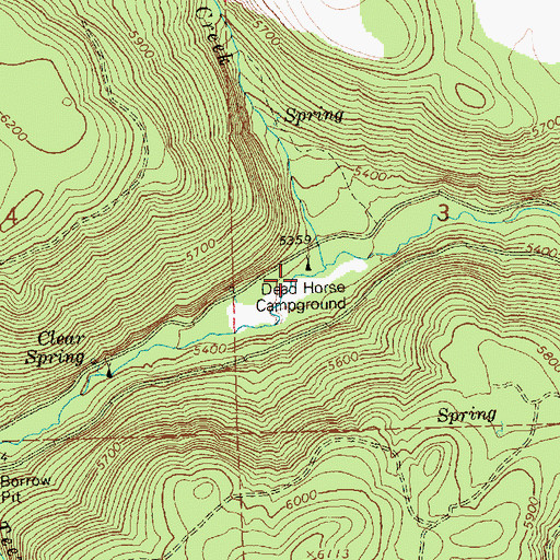 Topographic Map of Dead Horse Recreation Site, OR