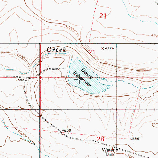 Topographic Map of Deary Reservoir, OR