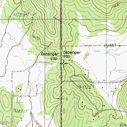 Topographic Map of Debenger Gap, OR
