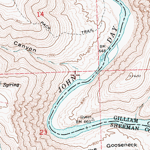 Topographic Map of Deep Canyon, OR