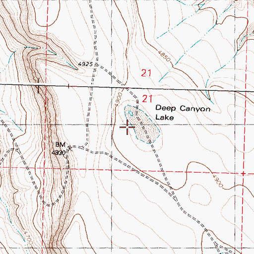 Topographic Map of Deep Canyon Lake, OR