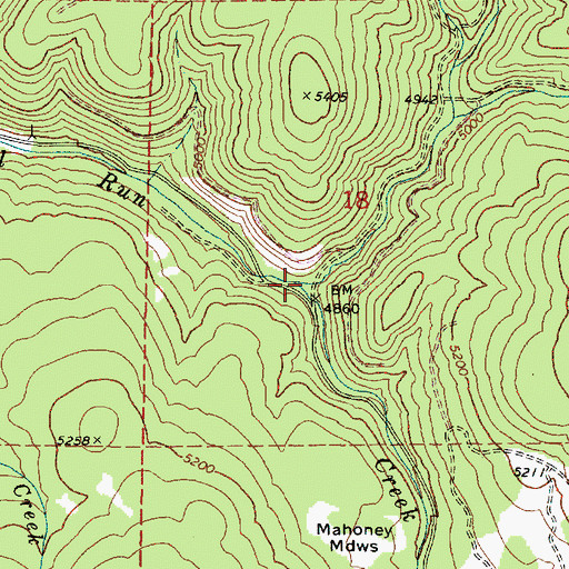 Topographic Map of Deep Creek, OR