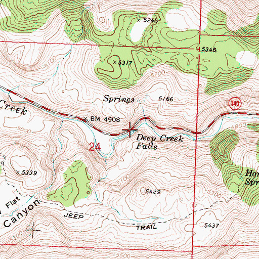 Topographic Map of Deep Creek Falls, OR