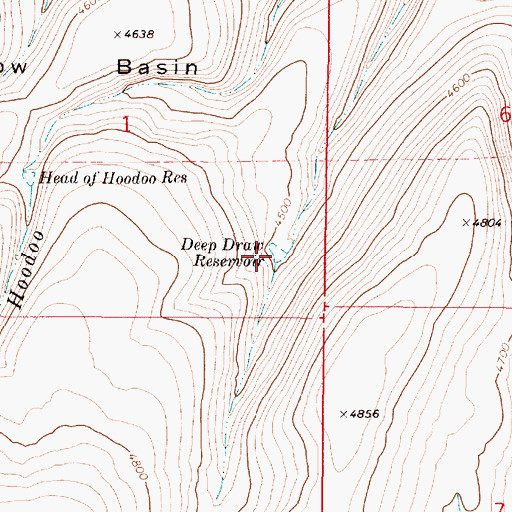 Topographic Map of Deep Draw Reservoir, OR