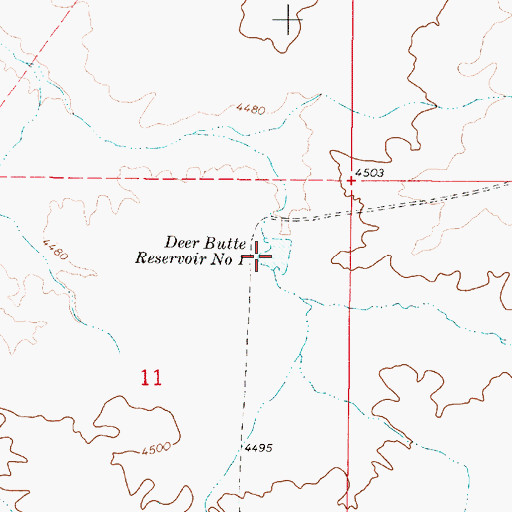 Topographic Map of Deer Butte Reservoir Number One, OR