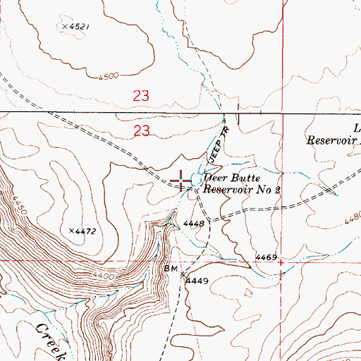 Topographic Map of Deer Butte Reservoir Number Two, OR