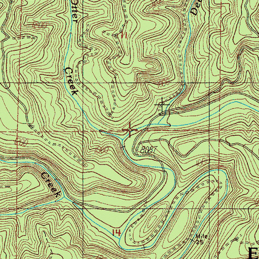Topographic Map of Deer Creek, OR