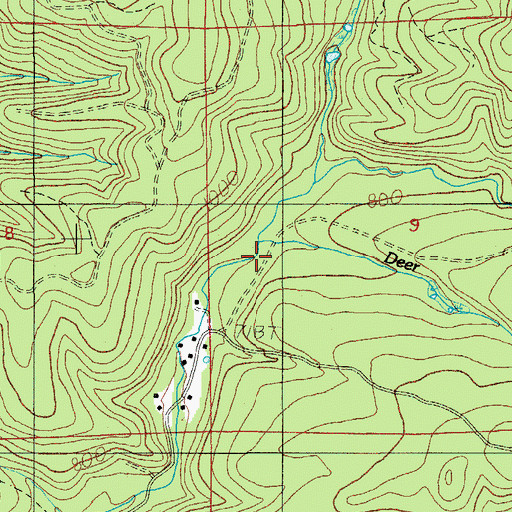 Topographic Map of Deer Creek, OR