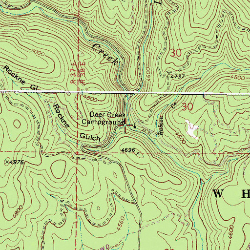 Topographic Map of Deer Creek Recreation Site, OR