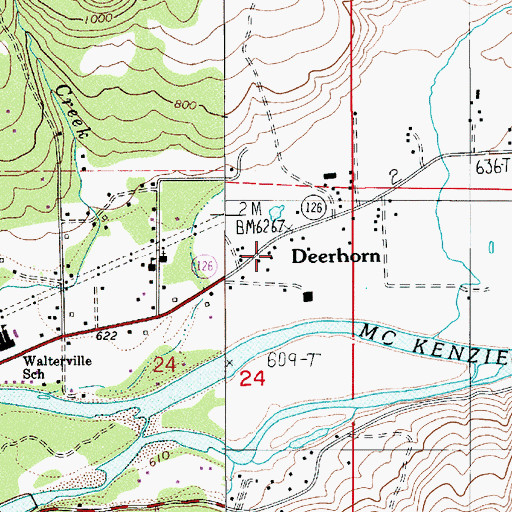 Topographic Map of Deerhorn, OR