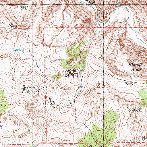 Topographic Map of Degner Spring, OR