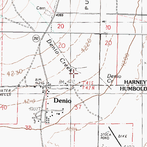 Topographic Map of Denio Creek, OR