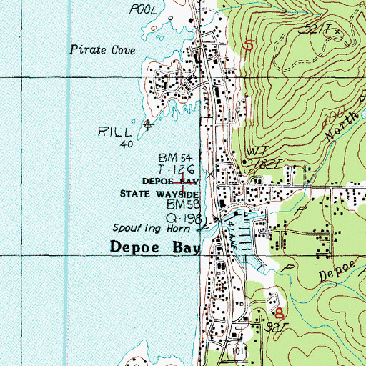 Topographic Map of Depoe Bay City Park, OR