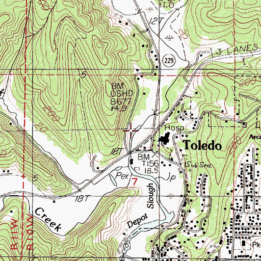 Topographic Map of Depot Creek, OR