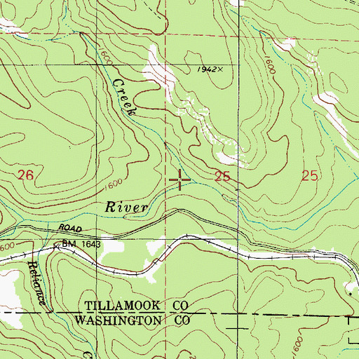 Topographic Map of Derby Creek, OR