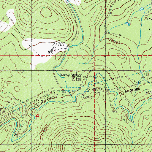 Topographic Map of Derby Station, OR