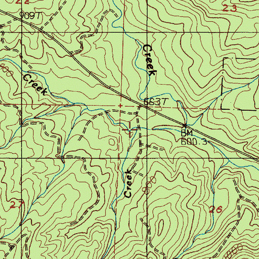 Topographic Map of Destruction Creek, OR
