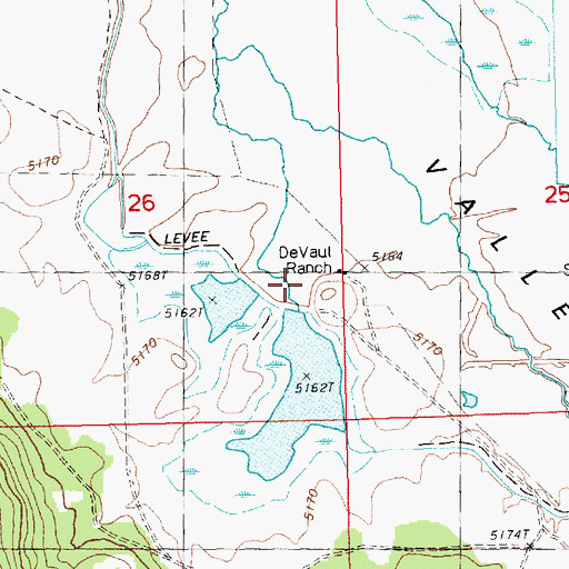 Topographic Map of Devaul Ranch, OR