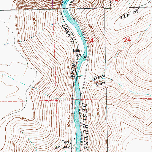 Topographic Map of Devil Canyon, OR
