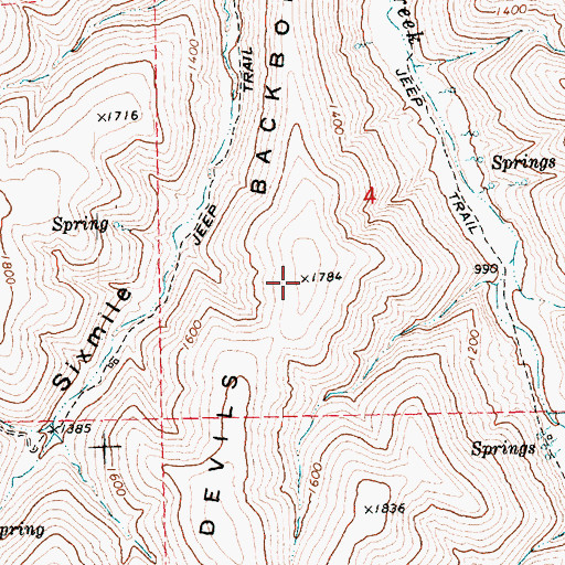 Topographic Map of Devils Backbone, OR