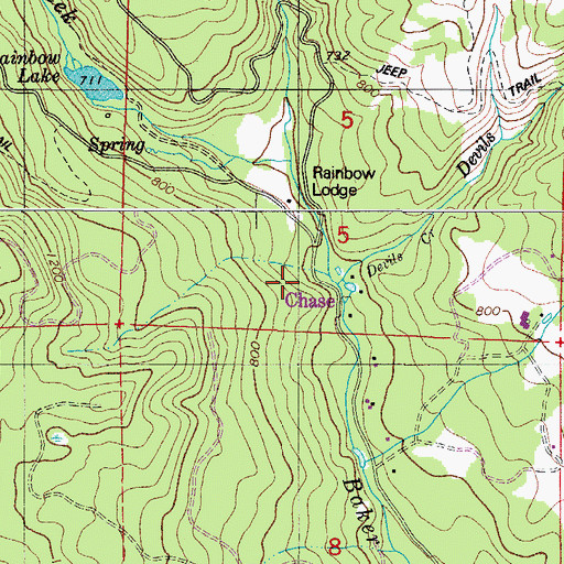 Topographic Map of Devils Creek, OR