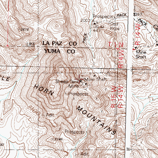 Topographic Map of Sheep Tank Mine, AZ