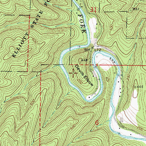 Topographic Map of Devils Elbow, OR