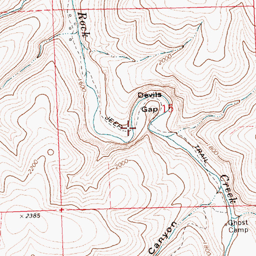 Topographic Map of Devils Gap, OR