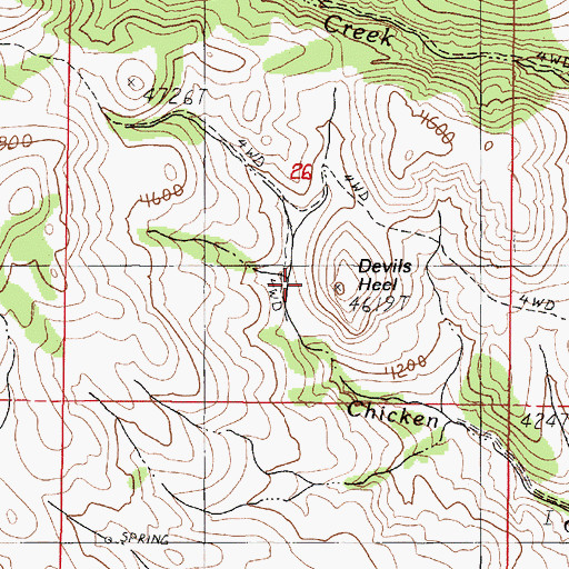 Topographic Map of Devils Heel, OR