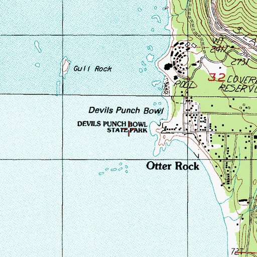 Topographic Map of Devils Punch Bowl, OR
