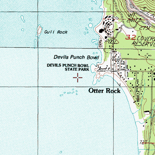 Topographic Map of Devils Punchbowl State Park, OR