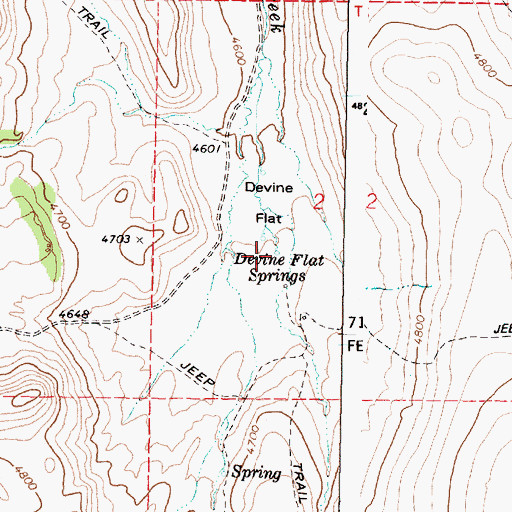 Topographic Map of Devine Flat Springs, OR