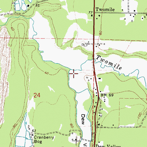 Topographic Map of Dew Valley, OR