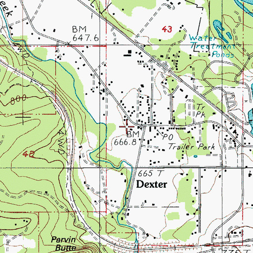 Topographic Map of Dexter, OR