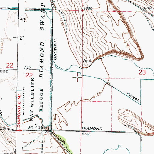 Topographic Map of Diamond Canal, OR