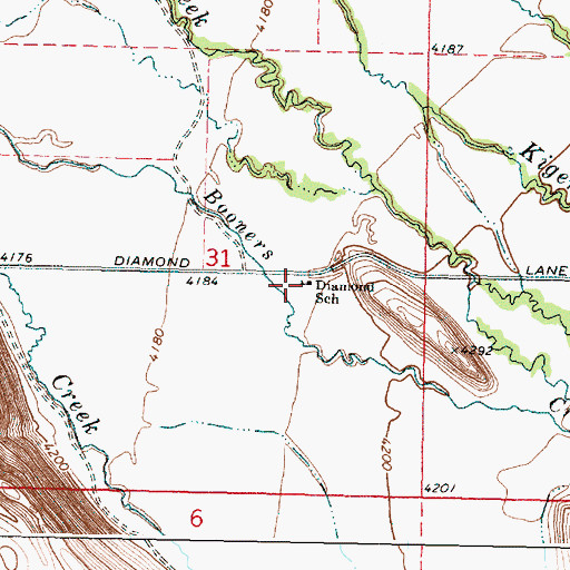 Topographic Map of Diamond Elementary School, OR