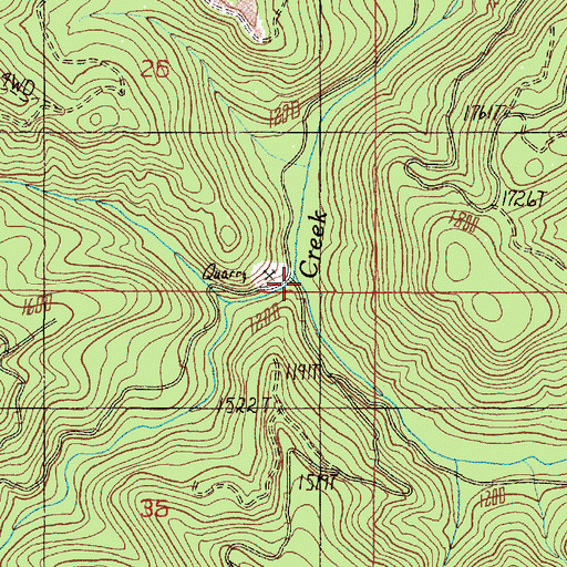 Topographic Map of Dice Creek, OR