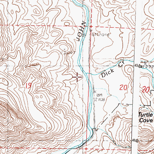 Topographic Map of Dick Creek, OR