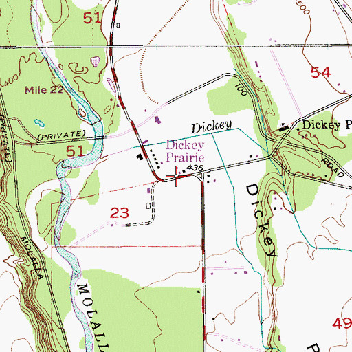 Topographic Map of Dickey Prairie, OR